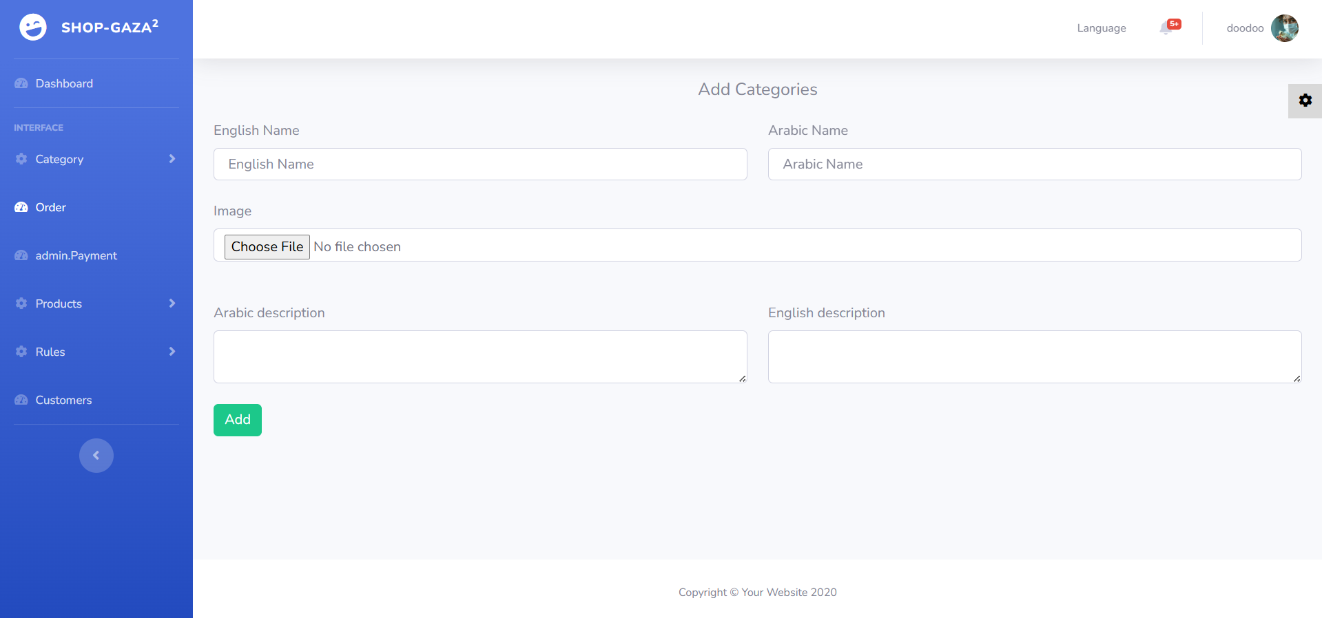 Dashboard laravel e_shop